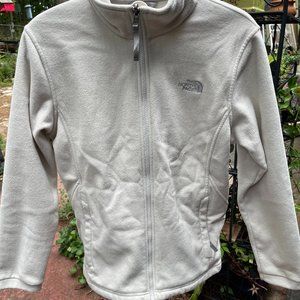 The North Face TNF Fleece Jacket Coat White Nice Condition Girls XL
